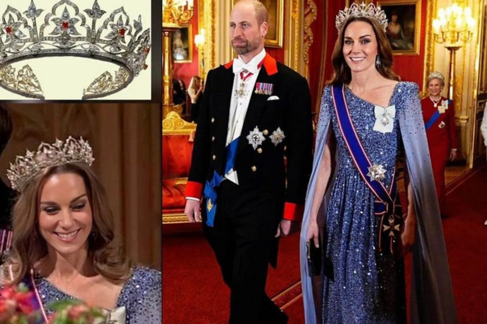 Prenses Kate Middleton 2 bin 600 elmaslı taçla davete katıldı