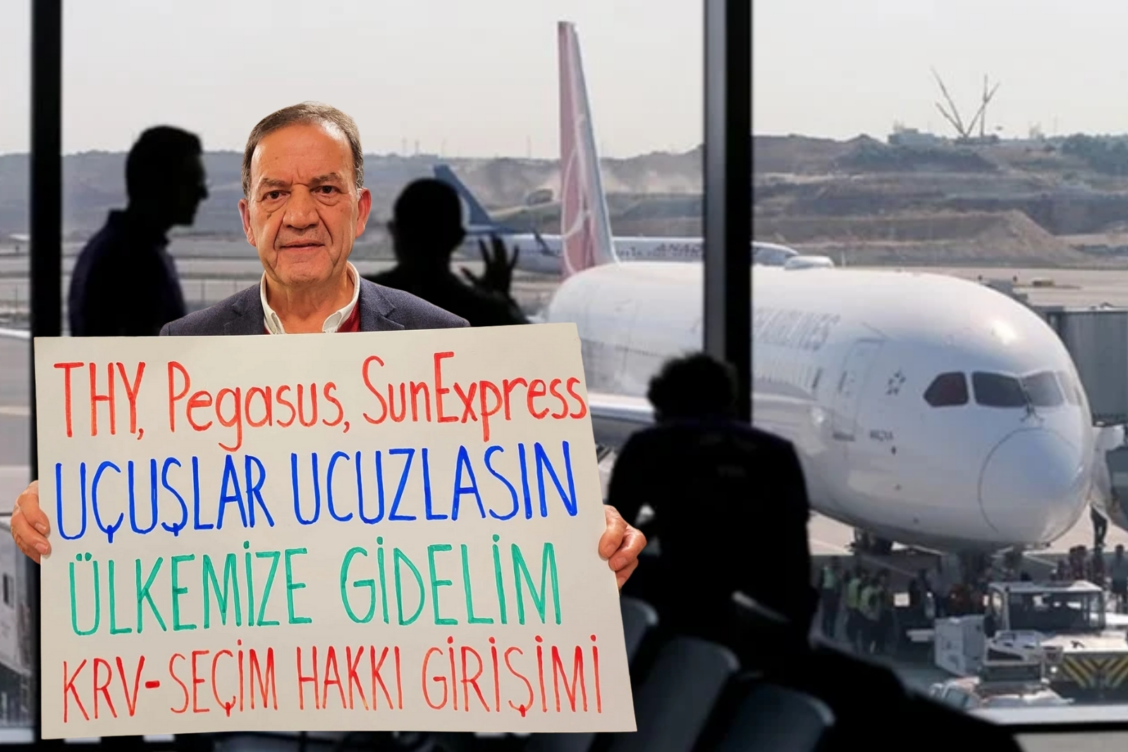 Avrupalı Türkler'den uçak bileti fiyatlarına tepki pankartlı protestoyu doğurdu