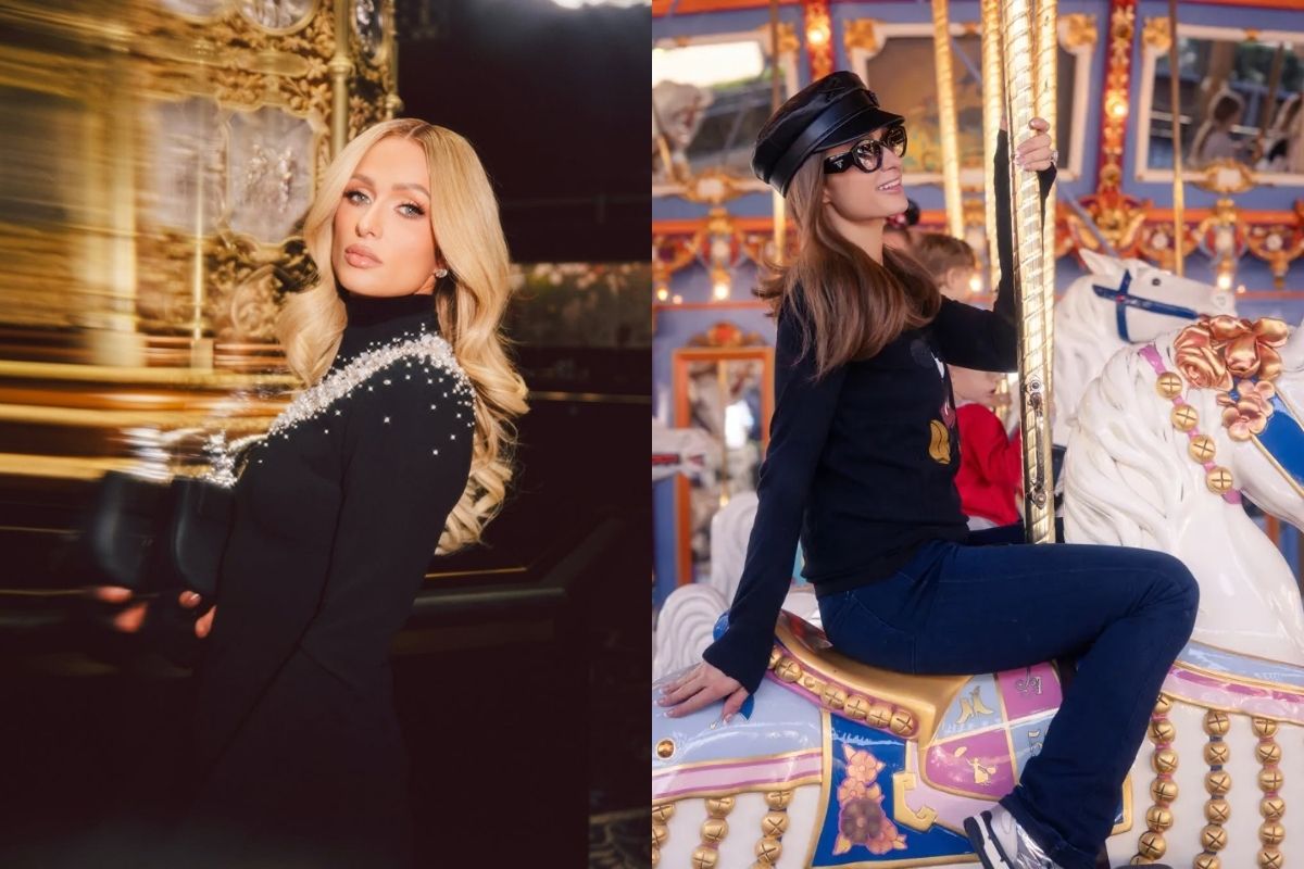 Paris Hilton'un Disneyland'da kahverengi peruklu kamuflajı