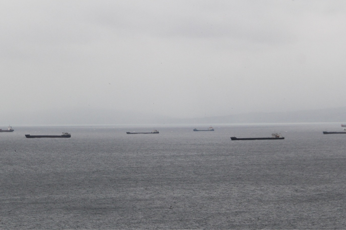 Fırtınadan kaçan yük gemileri Sinop doğal limanına sığındı