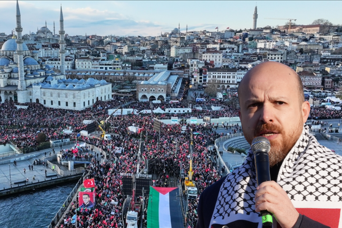 520 bin kişi yeni yılı Filistin için Galata Köprüsü'nde karşıladı