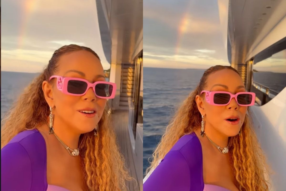 Mariah Carey, gökkuşağı önünde şarkı söyledi