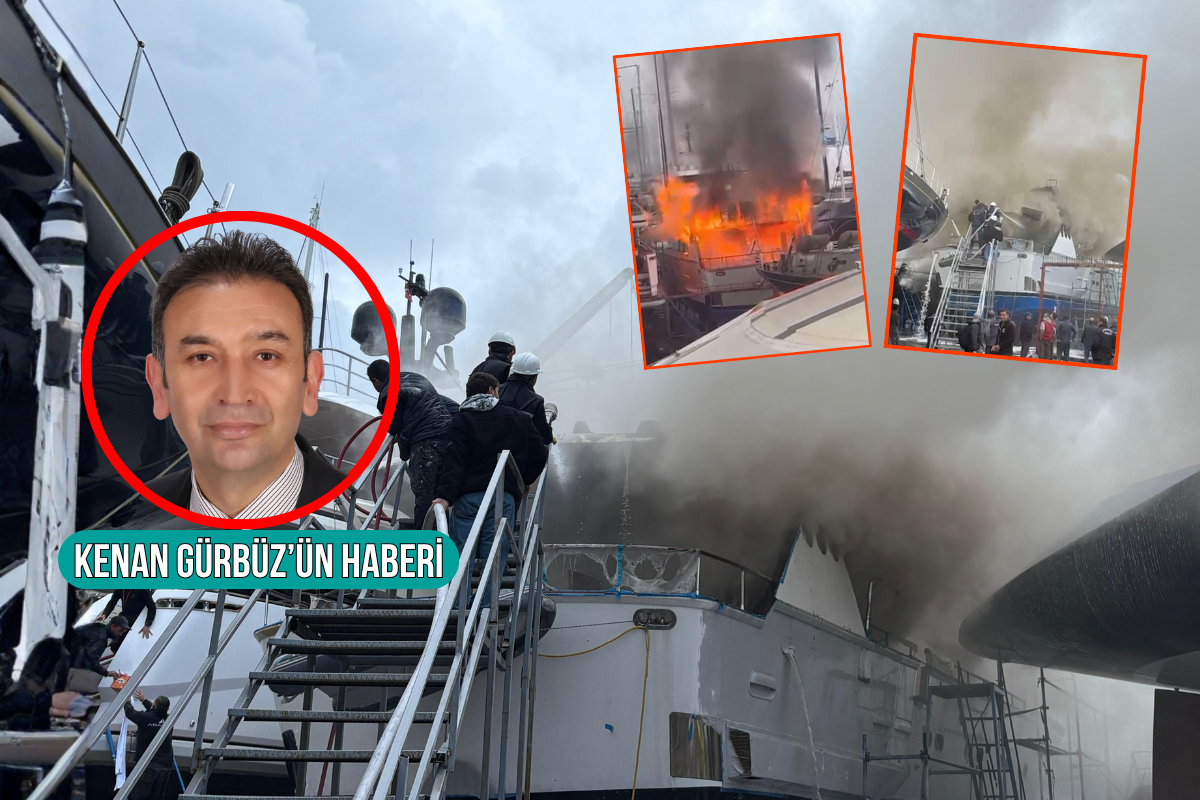 Sadri Şener’in bir dönem TMSF’in el koyup sonra iade ettiği 22 metrelik yatı Bodrum’daki tersanede yandı