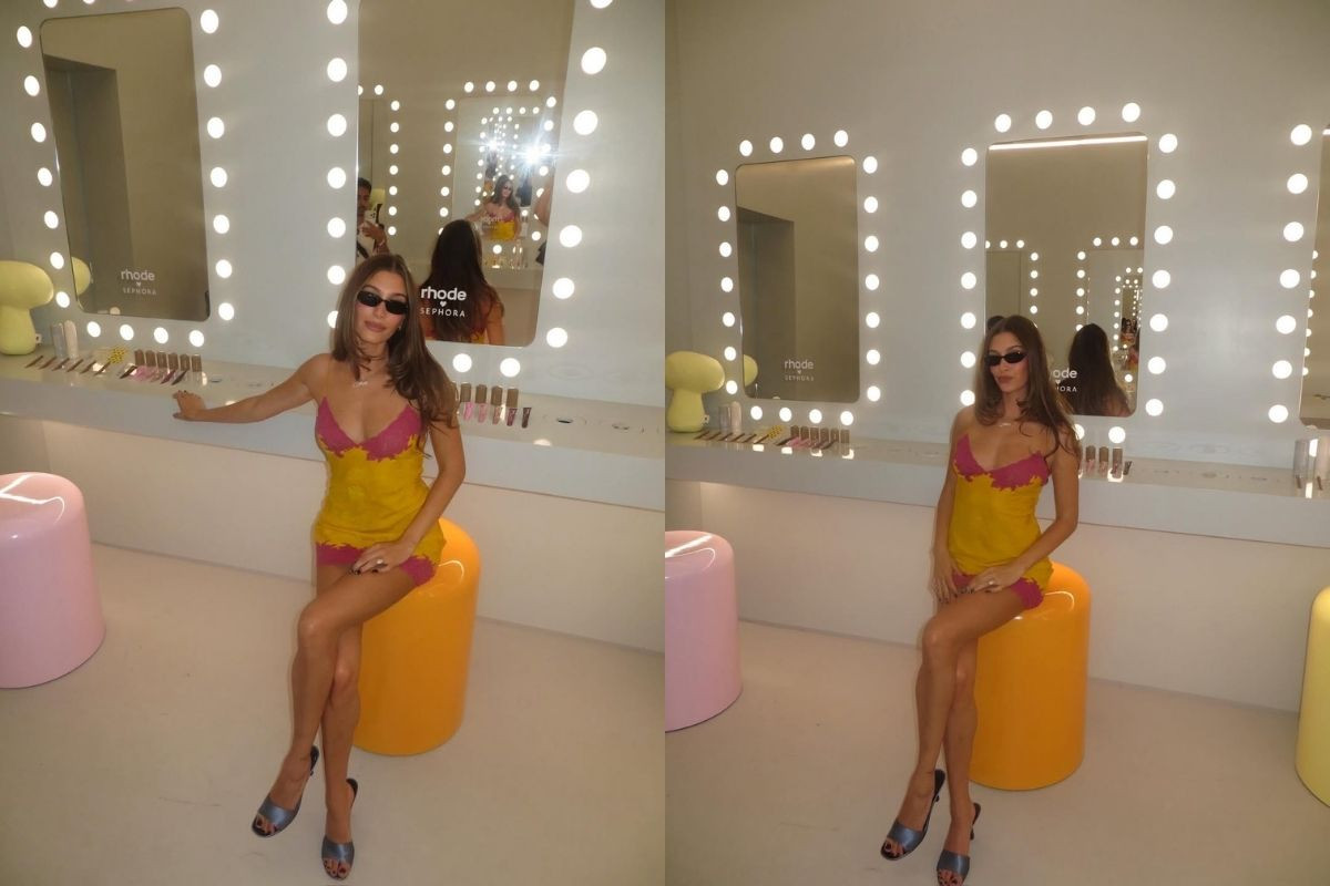 Hailey Bieber vintage Dior elbisesiyle pop-up etkinliği düzenledi