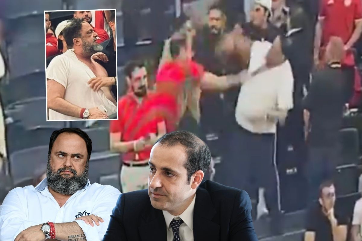 Nottingham Forest ve Olympiakos'un patronu Marinakis ile Yunanistan Başbakanı'nın yeğeni ve iş insanı Dimitriadis, EuroLeague finalinde kavga etti