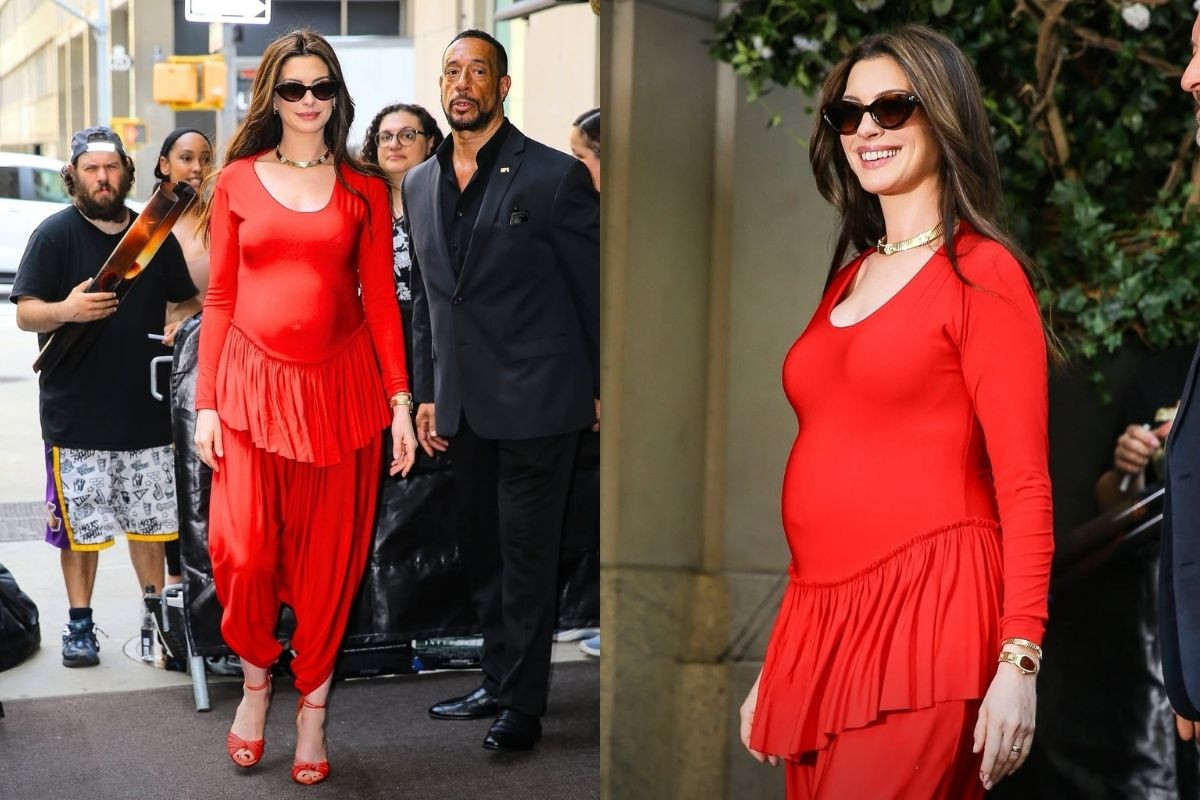 Anne Hathaway'in kırmızı stili