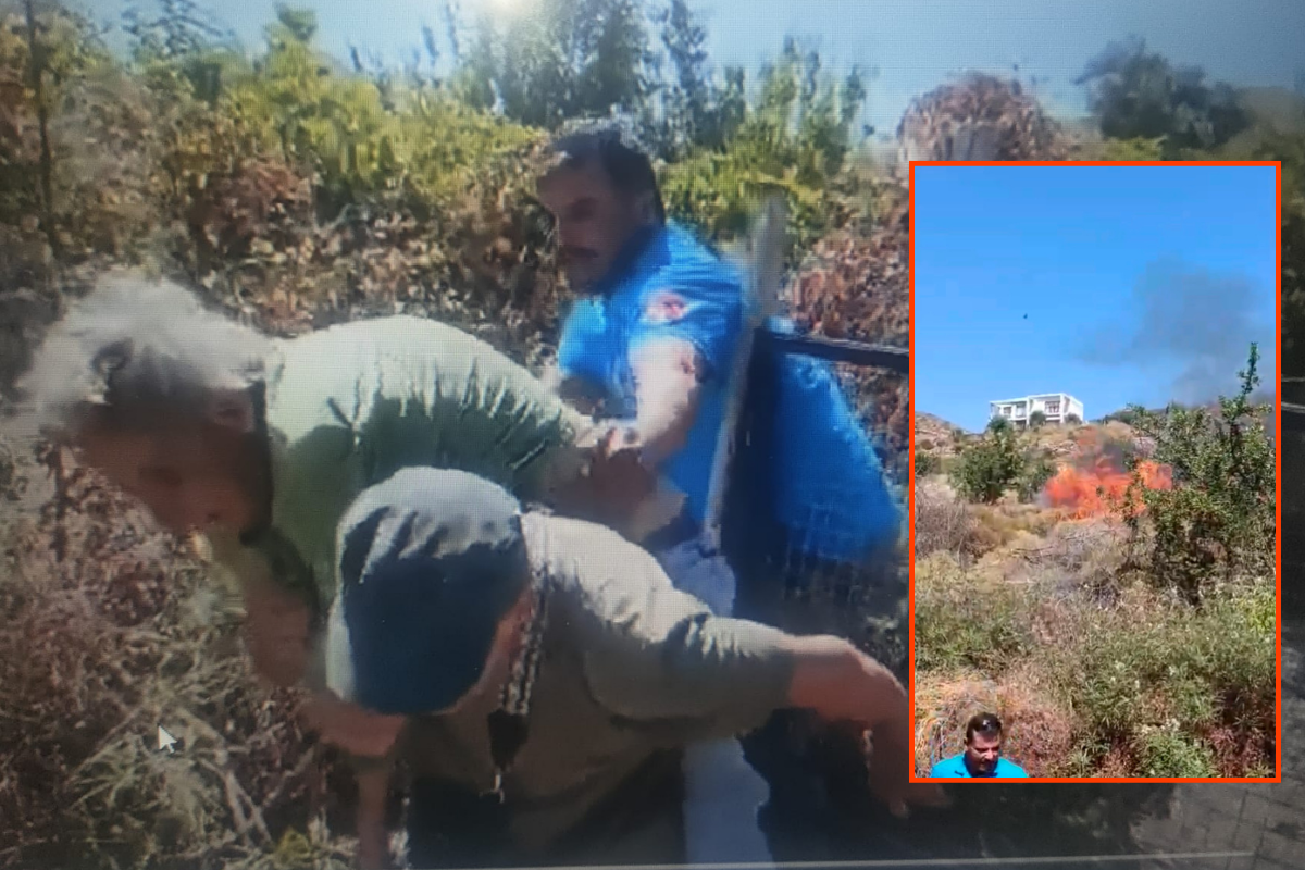 Bodrum'da yaşlı bir kadın evlerin yakınında çıkan yangında, son anda alevlerin arasından kurtarıldı, olayın görüntülerine PD ulaştı