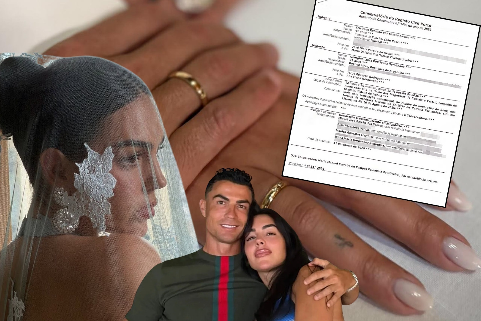 Ronaldo ve Rodriguez nikahtan bir gün önce mal paylaşımı sözleşmesi imzaladılar, Ronaldo'nun annesi nikahta yoktu