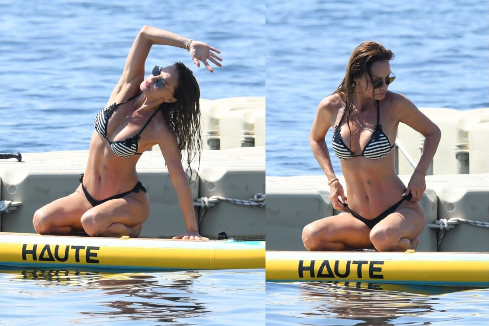 Ebru Şallı'dan Bodrum'da sörf tahtası üzerinde sabah sporu