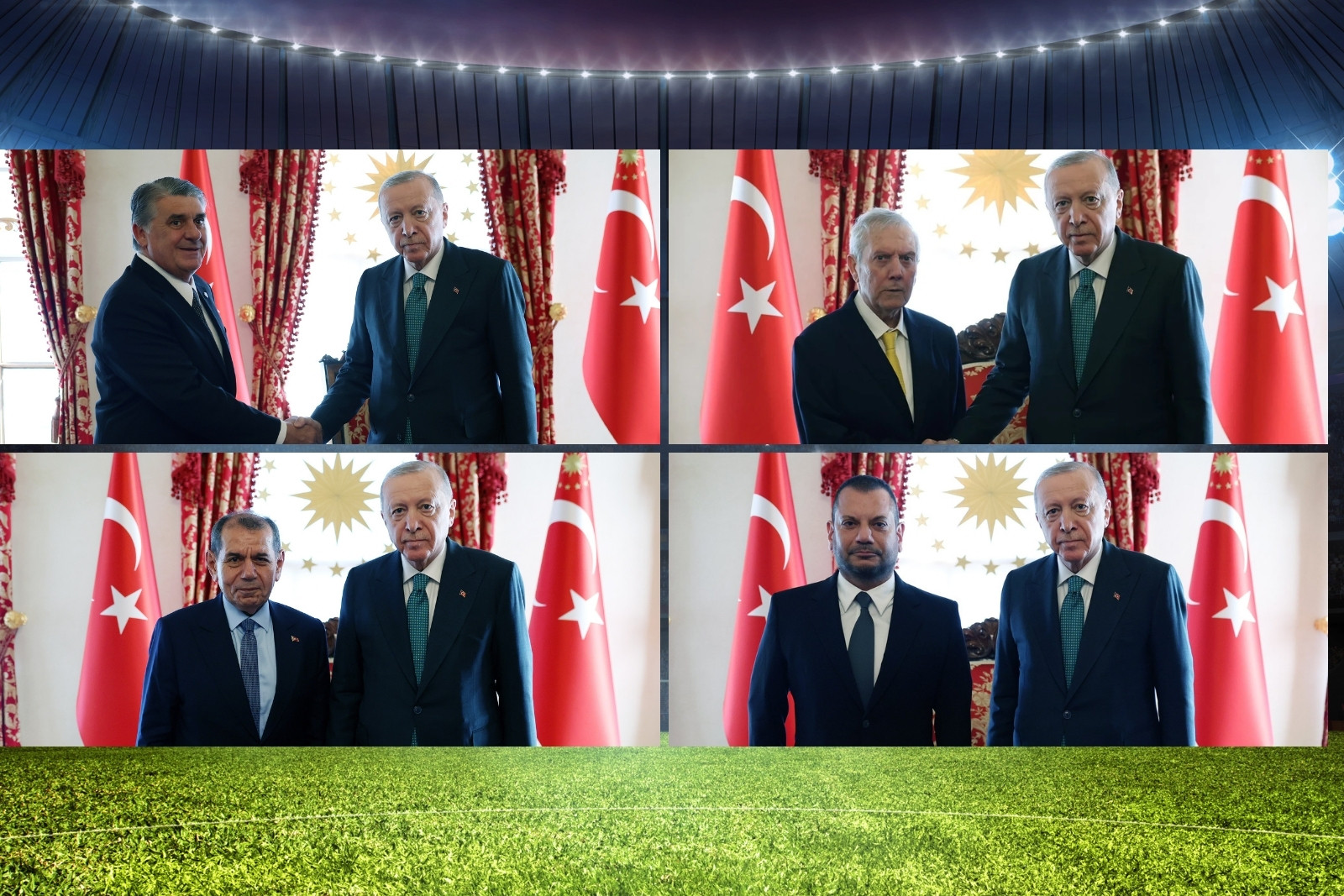 Dört büyüklerin başkanları, sezonun ilk derbisi öncesi Cumhurbaşkanı Recep Tayyip Erdoğan'la bir araya geldi