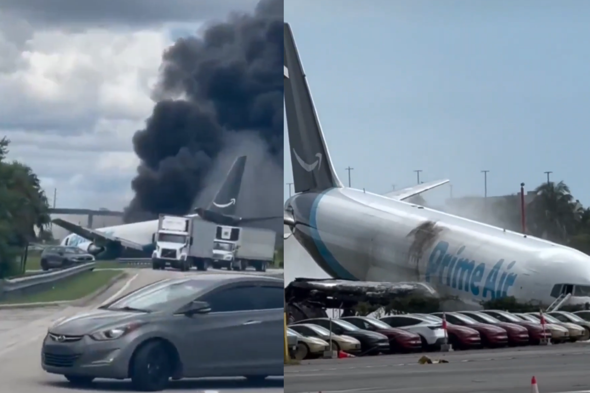 Amazon Air filosundaki dev kargo uçağı Miami Havalimanı’na inerken pistten çıktı