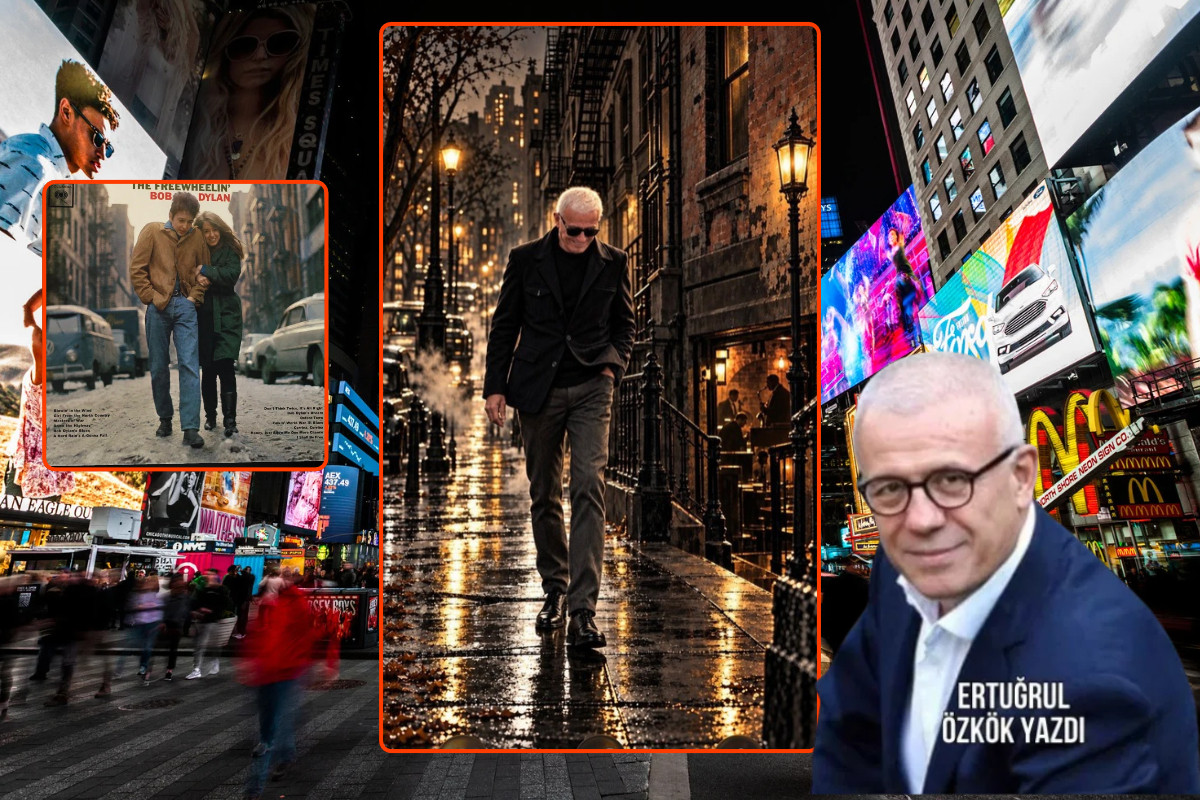 Ertuğrul Özkök, Ahmet Güneştekin'in Van'da çektiği fotoğrafı yapay zekâyla New York'a taşıdı, 63 yıl sonra Bob Dylan’a dönüştü