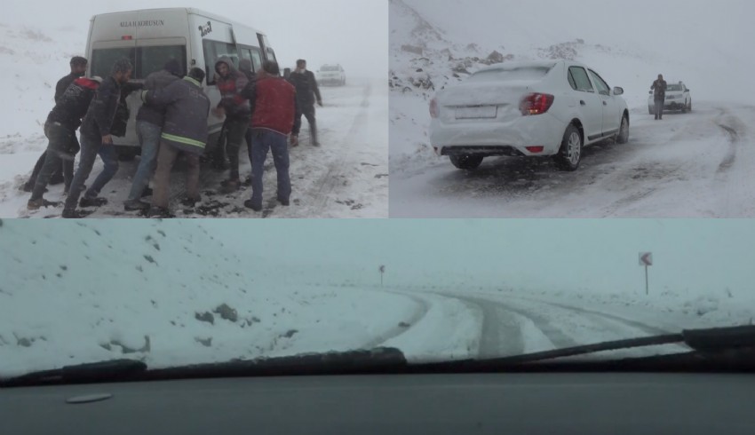 '9'uncu gezegen' Bahçesaray'da kar ve tipiden araçlar yolda kaldı