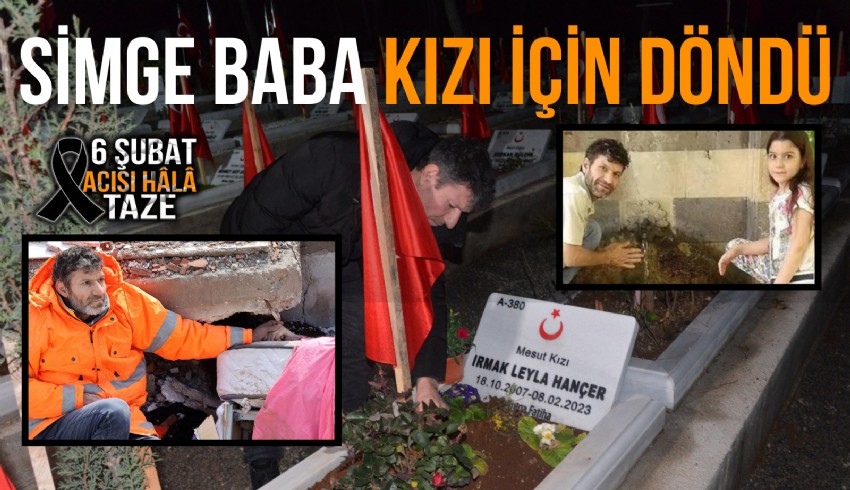 6 Şubat depreminde enkazda kalan kızı 15 yaşındaki Irmak Leyla’nın elini tuttuğu anlarda çekilmiş fotoğrafıyla hafızalara kazınan baba Mesut Hançer, kızının mezarını ziyaret etti