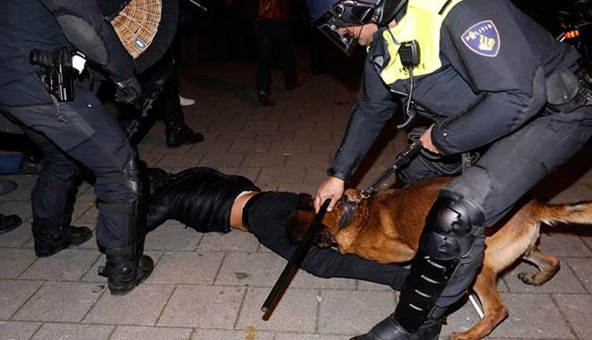 Hollanda polisi protesto düzenleyen Türklere saldırdı