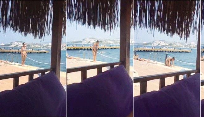 Bikiniyle iskelede namaz kıldı