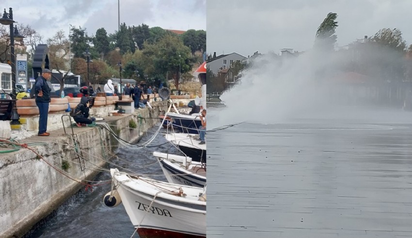 Çanakkale'de kuvvetli lodos limandaki 2 tekneyi batırdı