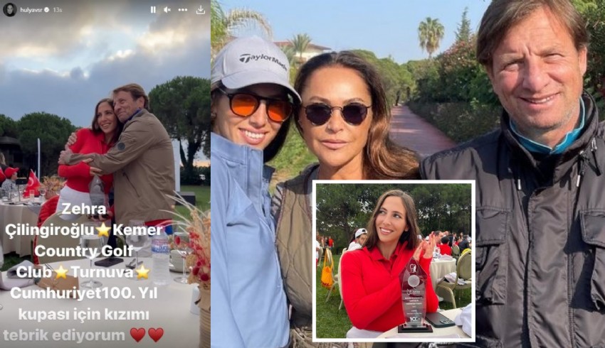 Hülya Avşar’ın kızı Zehra Çilingiroğlu golf turnuvasında 100. yıl kupası kazandı
