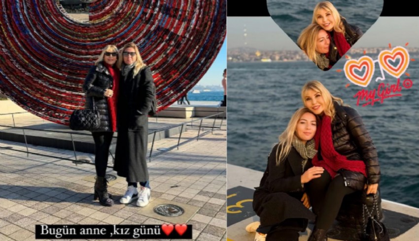Neslihan Sabancı'nın kızıyla Galataport keyfi