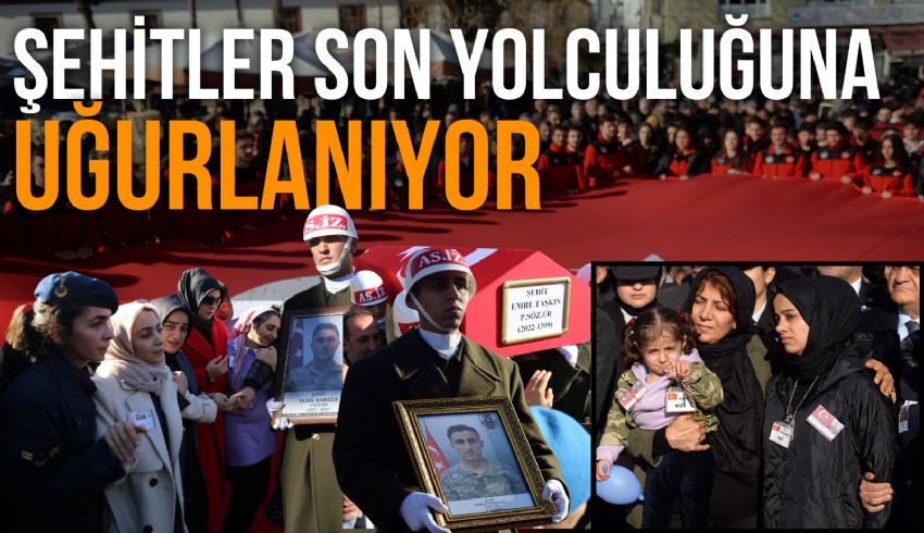 Şehit Piyade Sözleşmeli Er Yasin Karaca, Er Emre Taşkın ve Er Çağatay Erenoğlu’nun cenazesi toprağa verildi